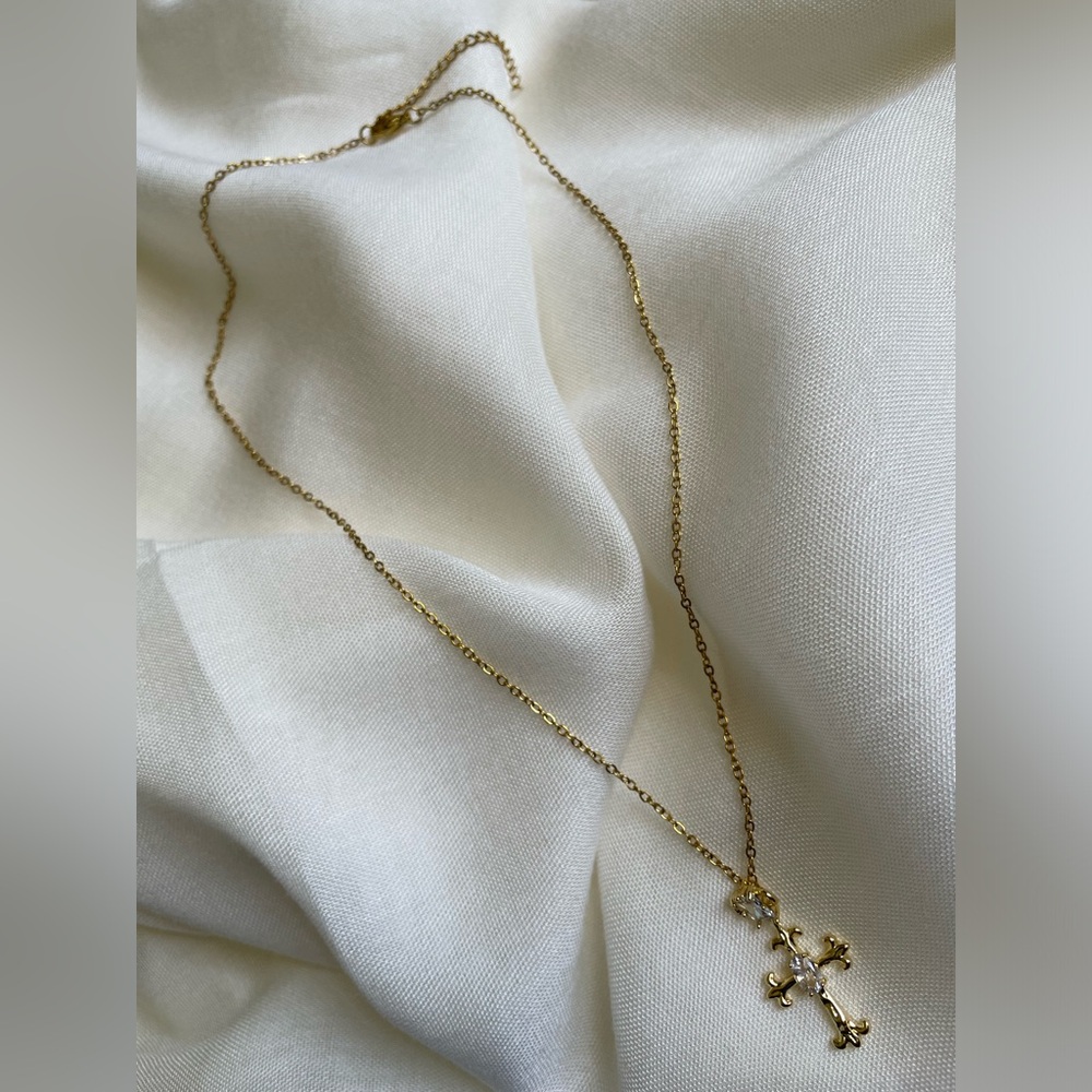 Gold-Plated Euro-Inspired Cross Pendant Necklace